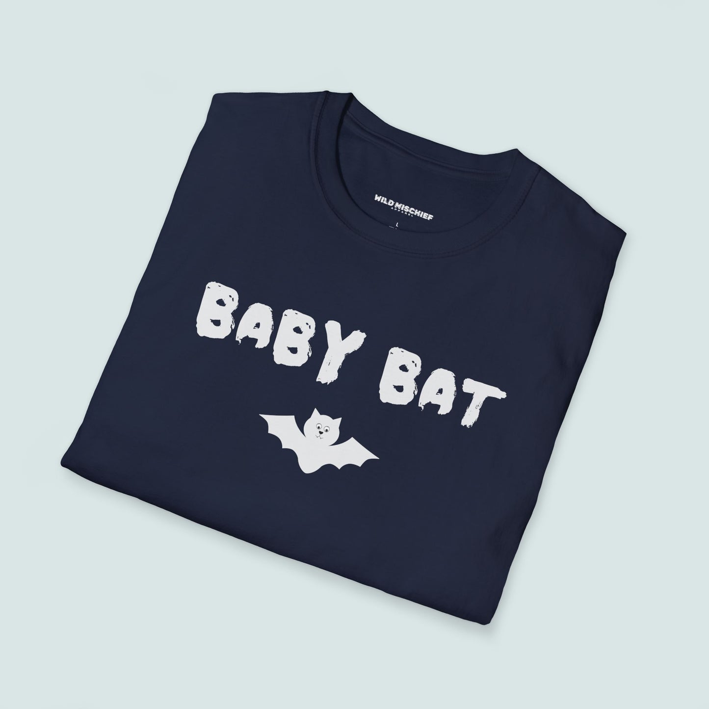 Baby Bat Unisex Softstyle T-Shirt, Young Goth Tee, Cute Bat Graphic Tee, Halloween Shirt, Gift for Kids, Cozy Everyday Wear