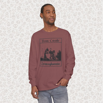Camiseta de manga larga del Castillo de Bran, Transilvania, Drácula, Halloween, terror gótico, Drácula espeluznante, Halloween