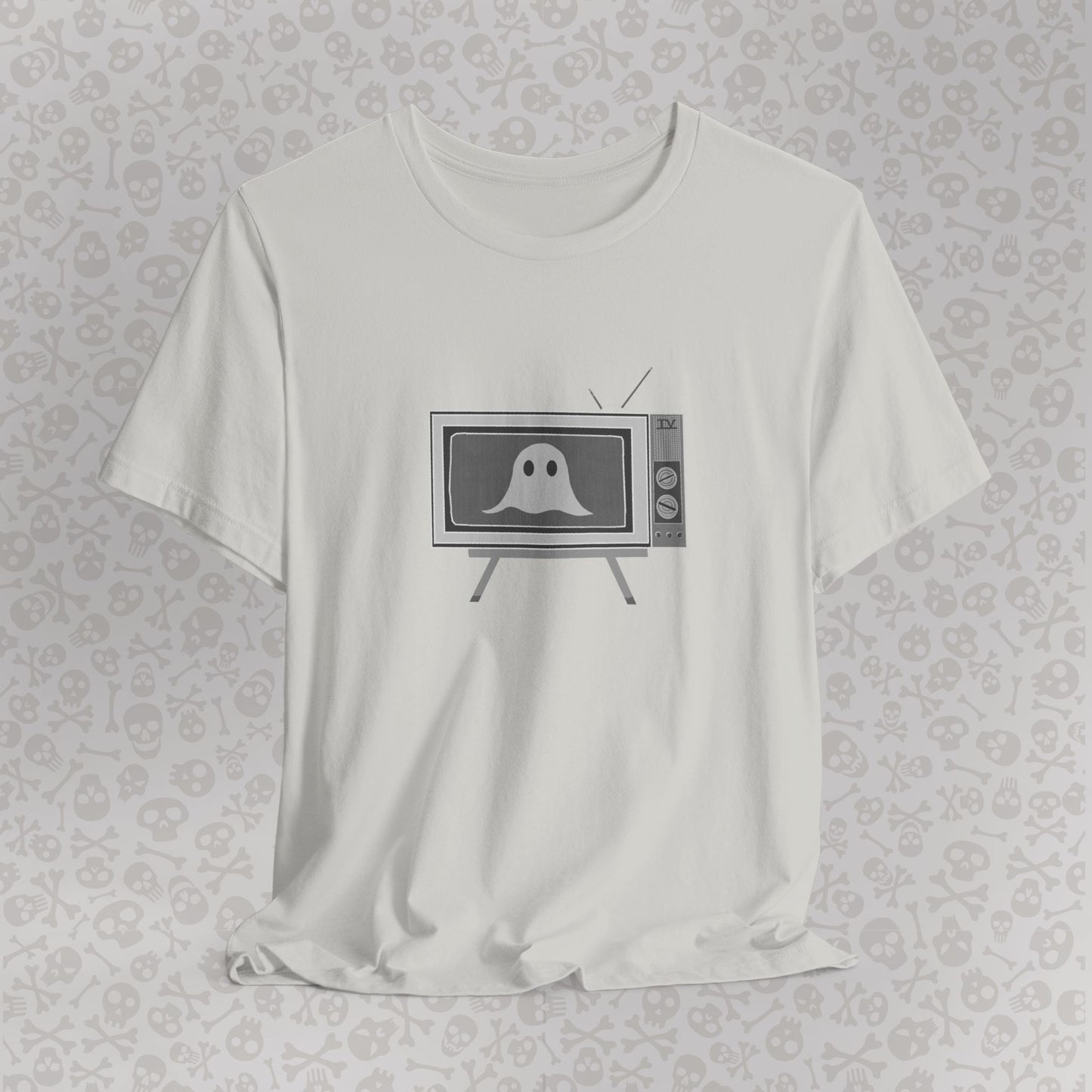 Ghost in the TV T-Shirt | Spooky retro vintage television graphic tee | Halloween