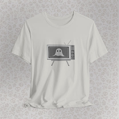 Ghost in the TV T-Shirt | Spooky retro vintage television graphic tee | Halloween