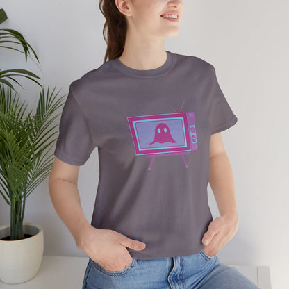 Ghost in the TV T-Shirt | Spooky retro vintage television graphic tee | Halloween