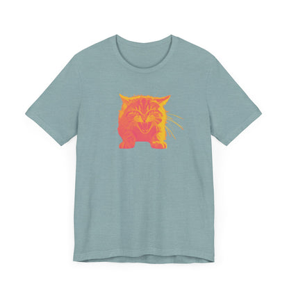 Angry Cat T-Shirt, Vibrant Color Combinations - Unisex Tee, Funny Graphic Shirt, Cat Lover Gift, Cool Tee