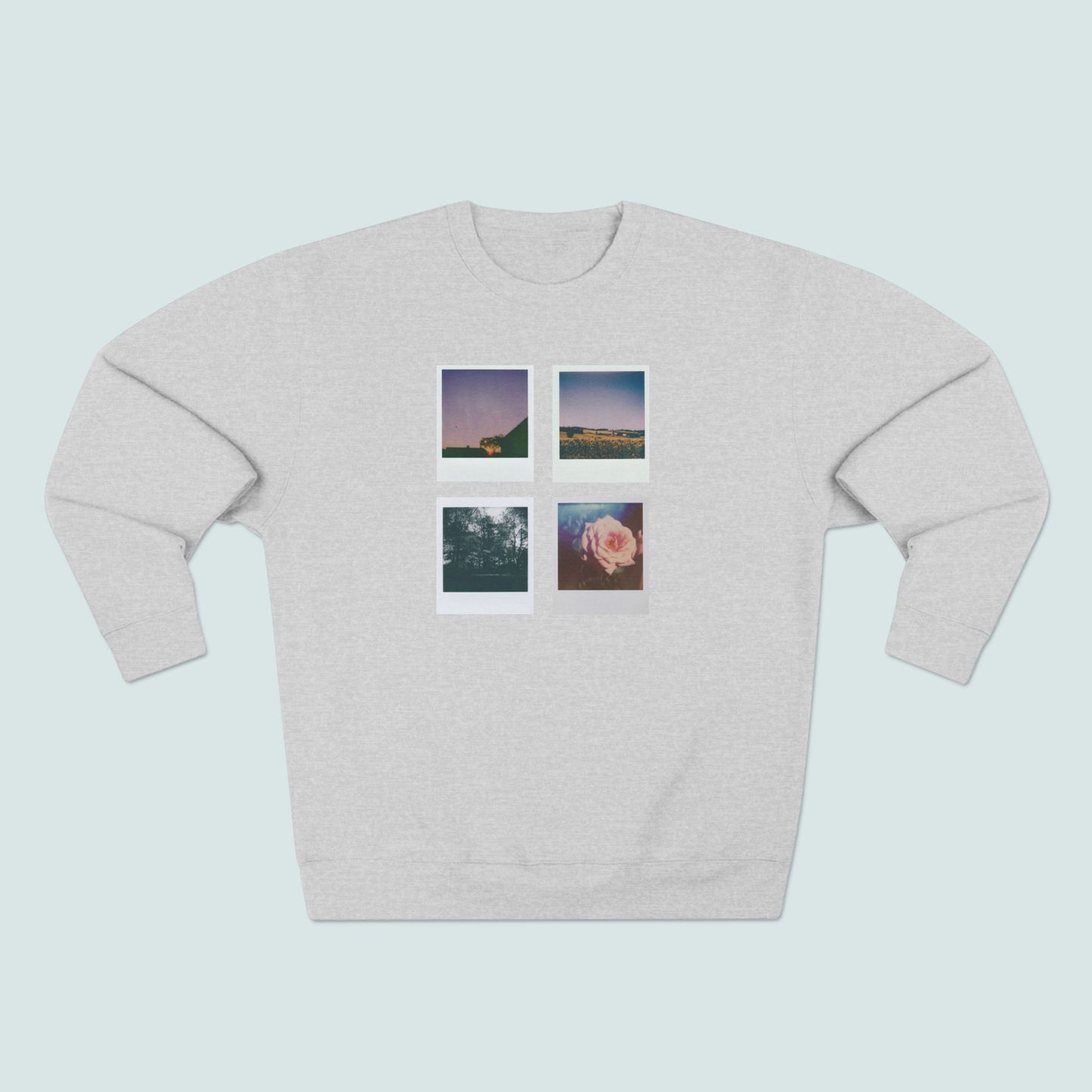 Nature Polaroids Sweatshirt, Colorful Nostalgic Polaroids Long-sleeve, Unisex Crewneck, Outdoor Adventure Fashion, Earthy Vibes Top, Retro