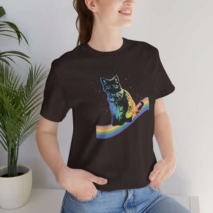Rainbow Cat Unisex Tee, LGBTQ Pride Shirt, Colorful Kitty T-Shirt, Gay Pride Apparel, Cat Lover Gift