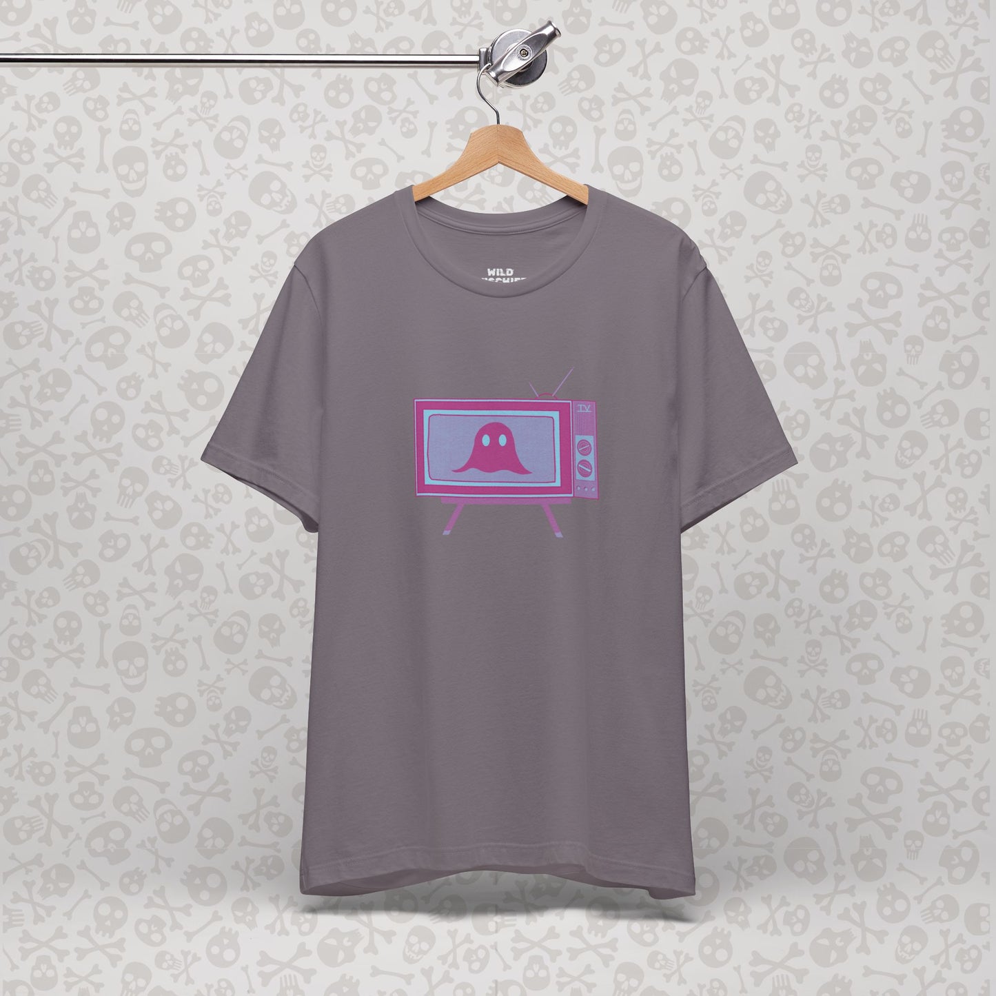 Ghost in the TV T-Shirt | Spooky retro vintage television graphic tee | Halloween