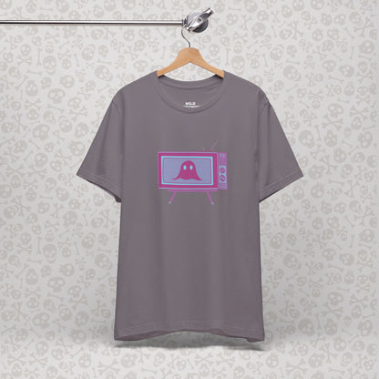 Ghost in the TV T-Shirt | Spooky retro vintage television graphic tee | Halloween