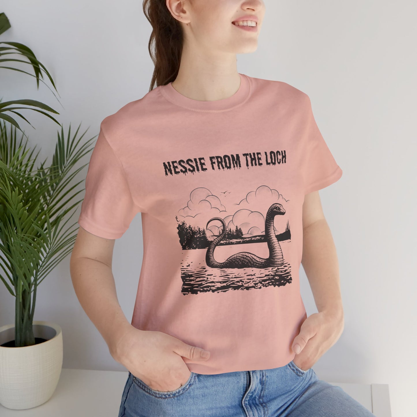 Nessie from the Loch Tee, Nessie Loch Ness Monster T-Shirt, Cryptid Tee, Unisex Jersey Short Sleeve Shirt, Loch Ness