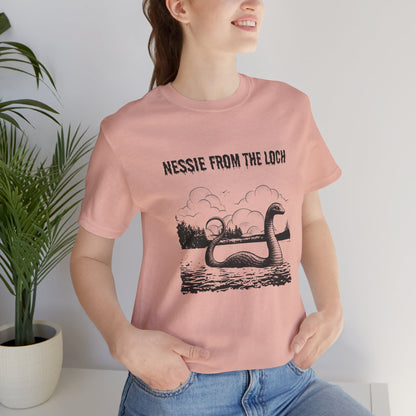 Nessie from the Loch Tee, Nessie Loch Ness Monster T-Shirt, Cryptid Tee, Unisex Jersey Short Sleeve Shirt, Loch Ness