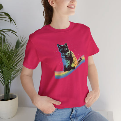 Rainbow Cat Unisex Tee, LGBTQ Pride Shirt, Colorful Kitty T-Shirt, Gay Pride Apparel, Cat Lover Gift