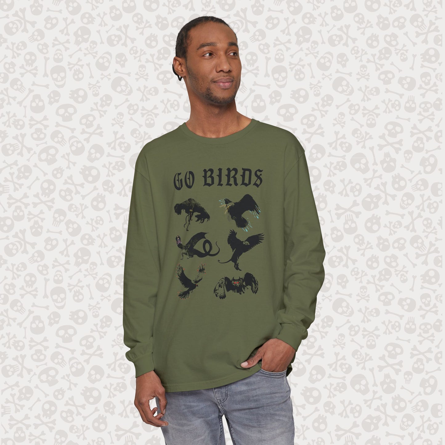 Go Birds Cryptids Long Sleeve Shirt, Bird Cryptid Shirt, Snallygaster, Griffin, Phoenix, Devil Bird, Terror Bird, Philadelphia Shirt