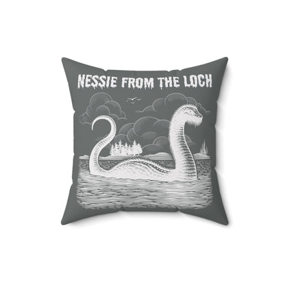 Nessie from the Loch Throw Pillow, Loch Ness Monster Pillow, Nessie Spun Polyester Pillow, Home Decor Accent, Mythical Creature, Scotland