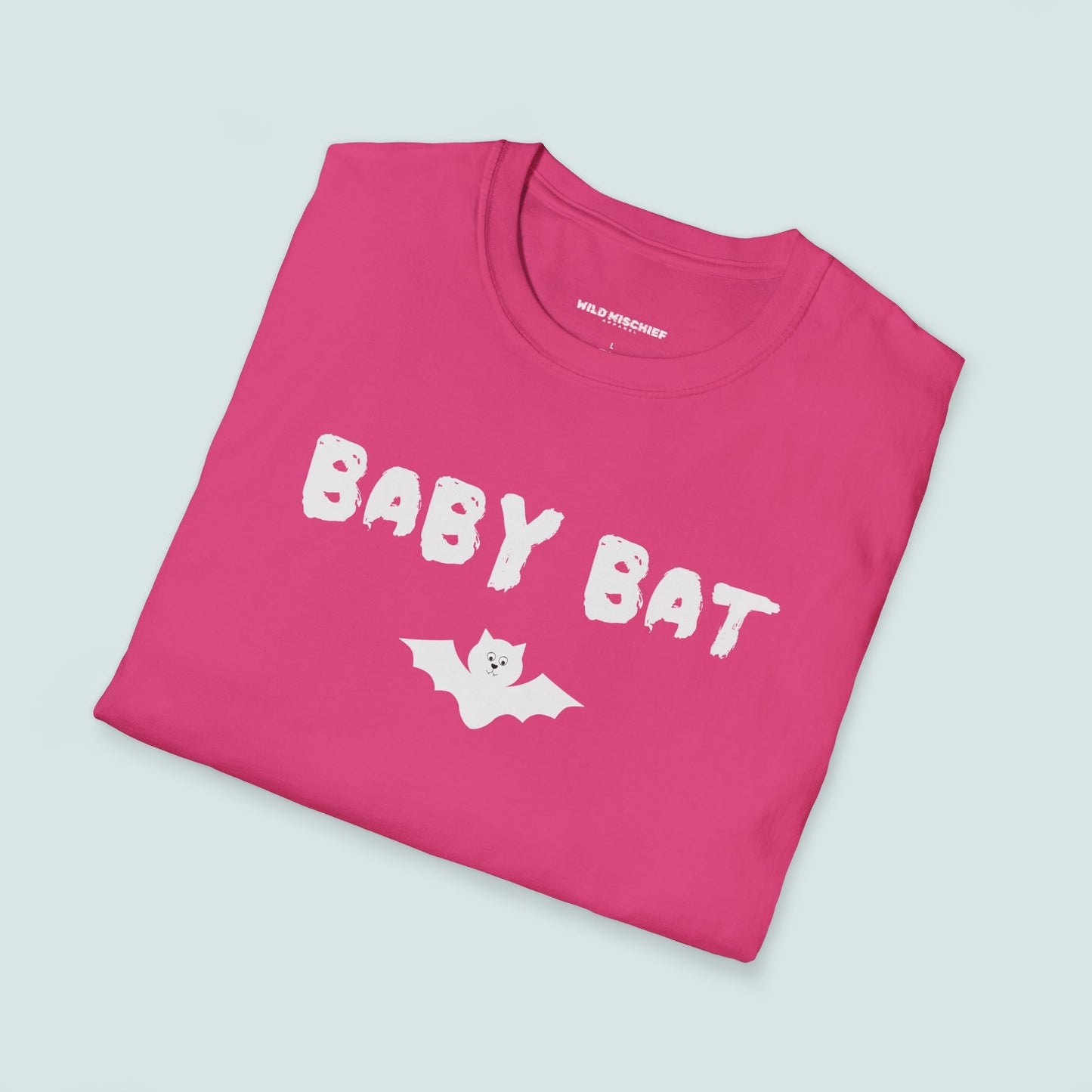 Baby Bat Unisex Softstyle T-Shirt, Young Goth Tee, Cute Bat Graphic Tee, Halloween Shirt, Gift for Kids, Cozy Everyday Wear