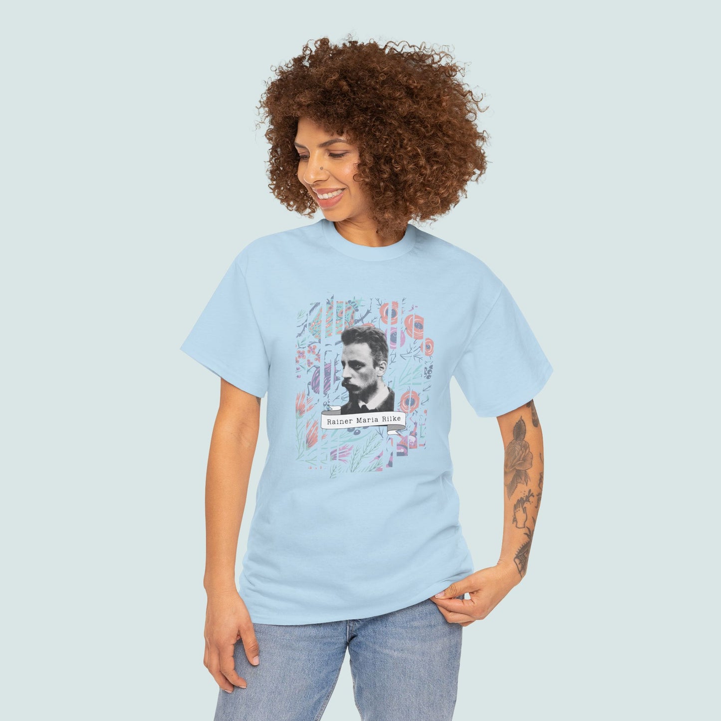 Rainer Maria Rilke Poetry Tee, Literary T-Shirt, Poetry Gift, Poet T-Shirt, Writer Gift, Floral