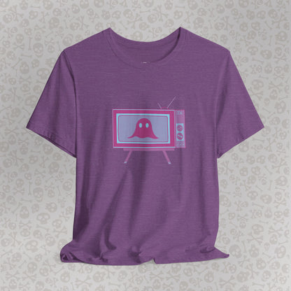 Ghost in the TV T-Shirt | Spooky retro vintage television graphic tee | Halloween