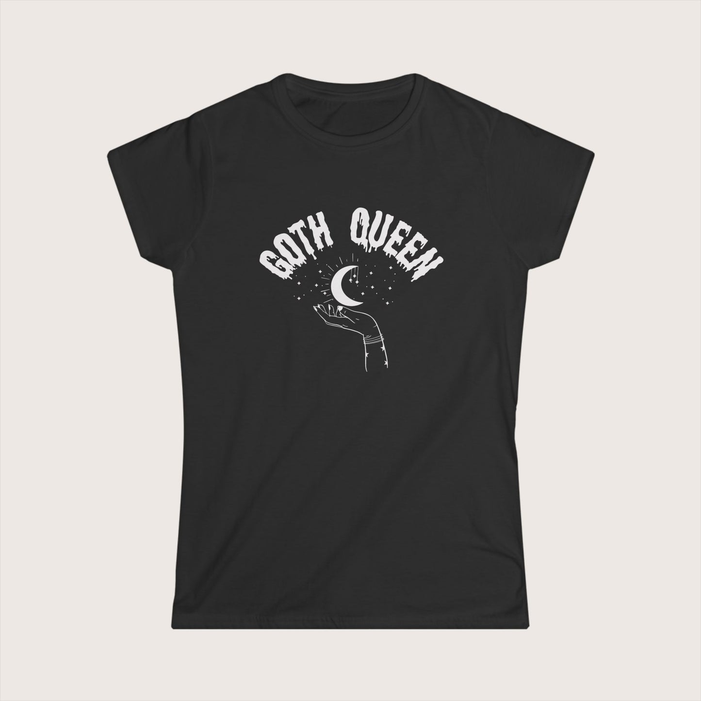 Goth Queen Moon T-Shirt, Women's Graphic Tee, Dark Style Top, Gothic Clothing, Moon Phase Shirt