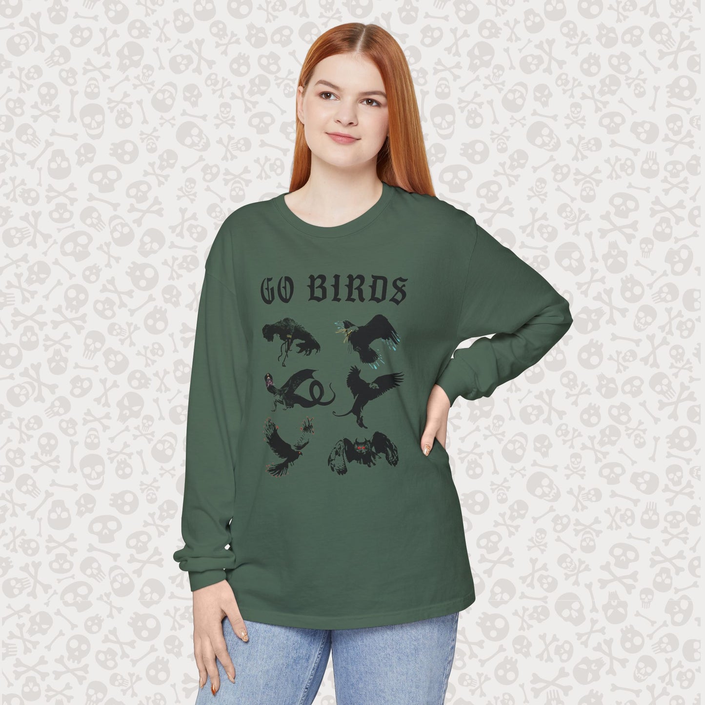 Go Birds Cryptids Long Sleeve Shirt, Bird Cryptid Shirt, Snallygaster, Griffin, Phoenix, Devil Bird, Terror Bird, Philadelphia Shirt