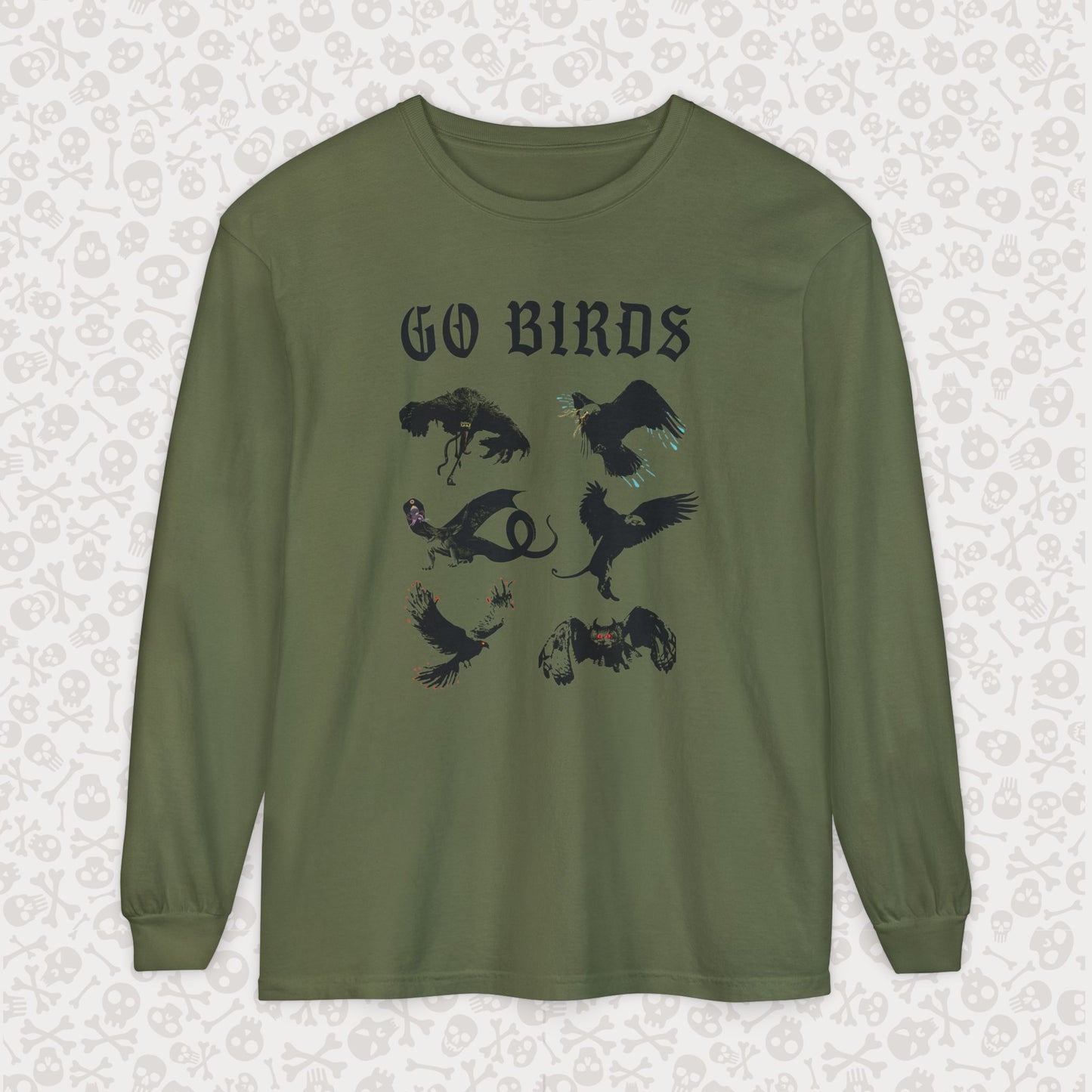 Go Birds Cryptids Long Sleeve Shirt, Bird Cryptid Shirt, Snallygaster, Griffin, Phoenix, Devil Bird, Terror Bird, Philadelphia Shirt