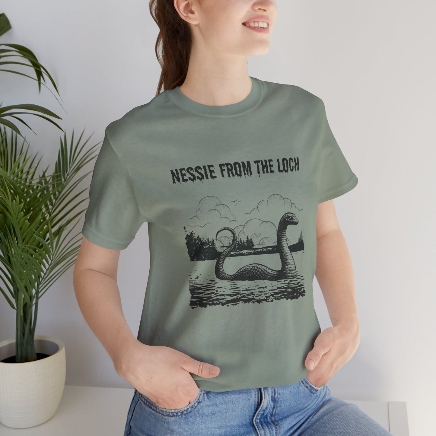 Nessie from the Loch Tee, Nessie Loch Ness Monster T-Shirt, Cryptid Tee, Unisex Jersey Short Sleeve Shirt, Loch Ness