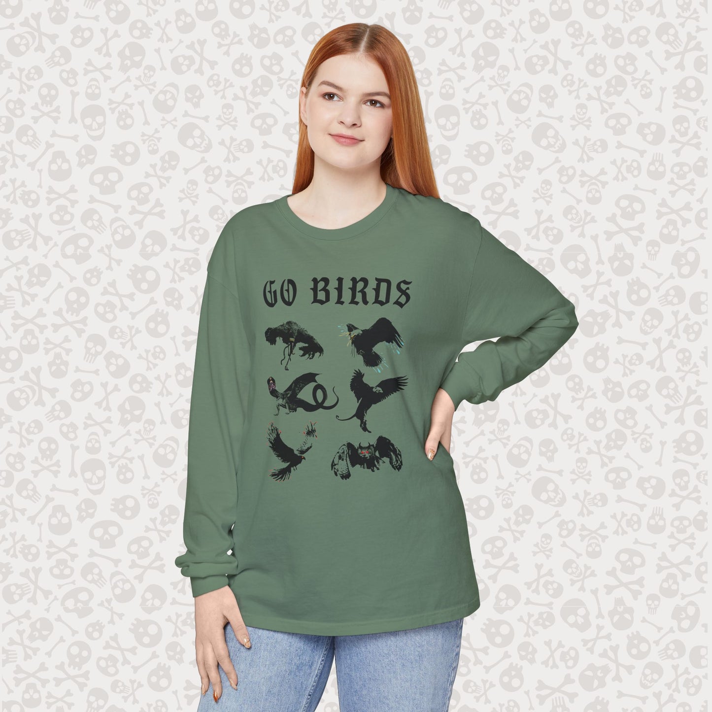 Go Birds Cryptids Long Sleeve Shirt, Bird Cryptid Shirt, Snallygaster, Griffin, Phoenix, Devil Bird, Terror Bird, Philadelphia Shirt