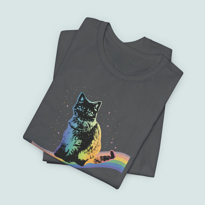 Rainbow Cat Unisex Tee, LGBTQ Pride Shirt, Colorful Kitty T-Shirt, Gay Pride Apparel, Cat Lover Gift