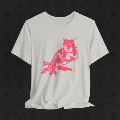 Cactus Cat Cryptid T-Shirt, Desert Mythical Creature Tee, Unisex Graphic Shirt, Succulent Kitty Apparel, Southwest Animal Top, Drunk Cat