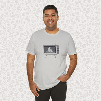 Ghost in the TV T-Shirt | Spooky retro vintage television graphic tee | Halloween