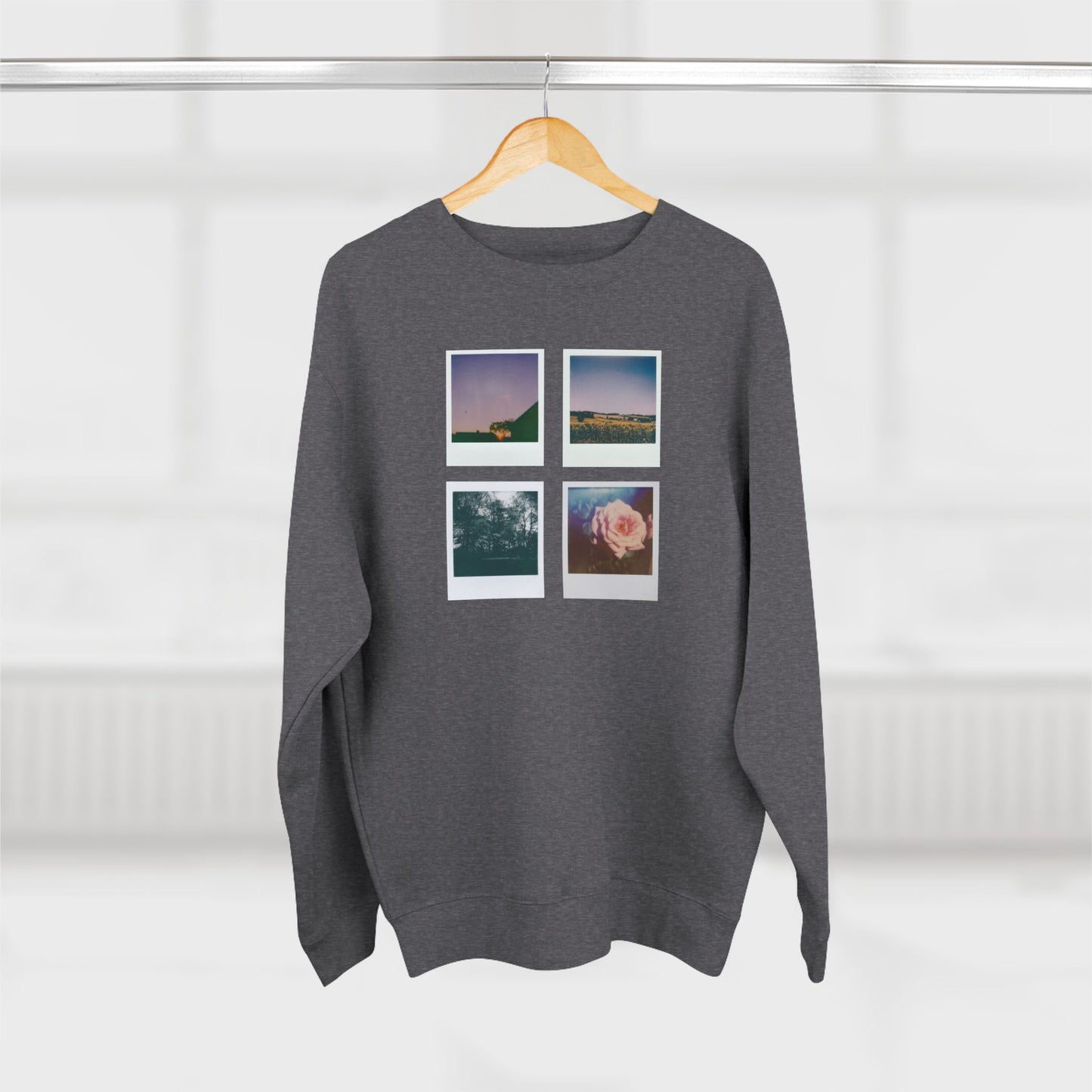 Nature Polaroids Sweatshirt, Colorful Nostalgic Polaroids Long-sleeve, Unisex Crewneck, Outdoor Adventure Fashion, Earthy Vibes Top, Retro