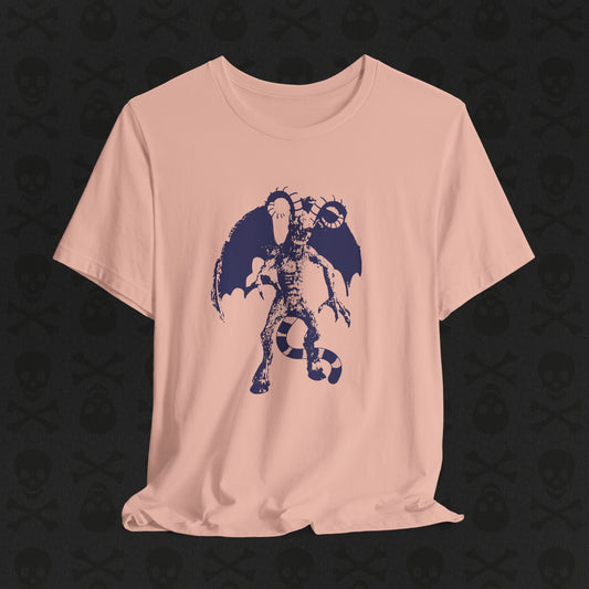 Jersey Devil Cryptid T-Shirt, Mythical Creature Graphic Tee. Unisex Short Sleeve Top, Unique Graphic Shirt for Cryptid Enthusiasts
