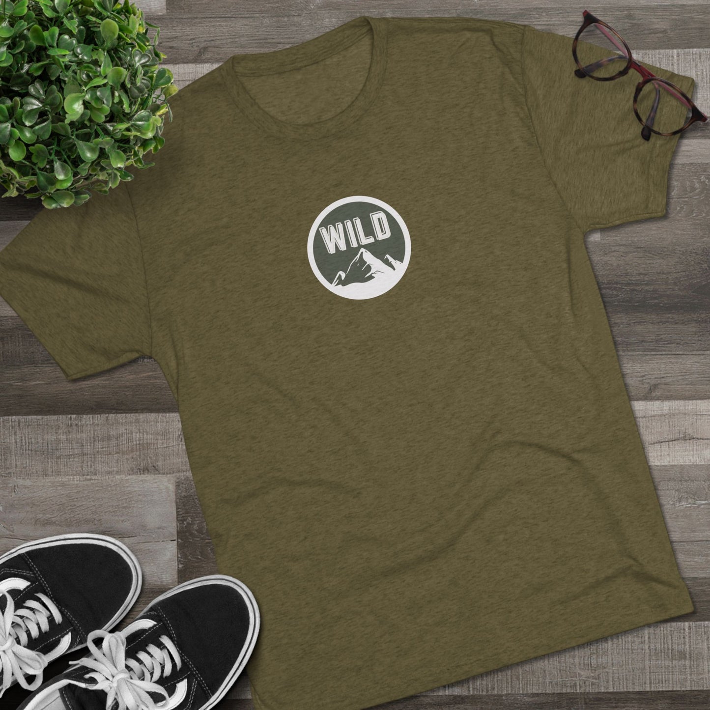 WILD Mountain Adventure Unisex Tri-Blend Crew Tee, Outdoor Shirt, Hiking Apparel, Nature Lover Gift, Camping Tee, Casual Wear