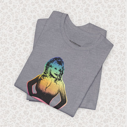 Rainbow Dolly Parton Tee, Dolly Pride Shirt, Unisex Graphic T-Shirt, Music Fan Gift, Concert Apparel, Gay Country Western Clothing