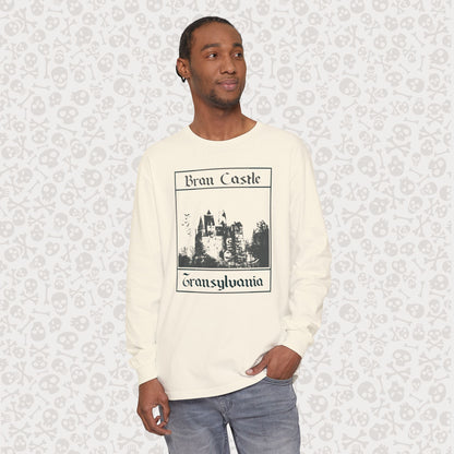 Camiseta de manga larga del Castillo de Bran, Transilvania, Drácula, Halloween, terror gótico, Drácula espeluznante, Halloween
