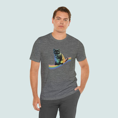Rainbow Cat Unisex Tee, LGBTQ Pride Shirt, Colorful Kitty T-Shirt, Gay Pride Apparel, Cat Lover Gift