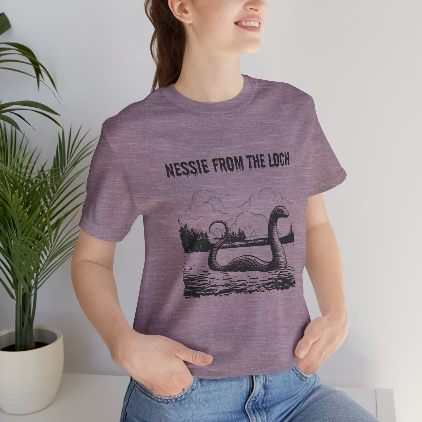 Nessie from the Loch Tee, Nessie Loch Ness Monster T-Shirt, Cryptid Tee, Unisex Jersey Short Sleeve Shirt, Loch Ness