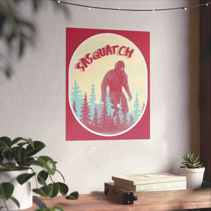 Sasquatch Vertical Print Poster, Retro Nature Decor, Bigfoot Wall Art, Cabin Wall Decoration, Outdoor Enthusiast Gift, Home Decoration