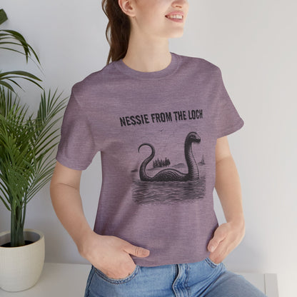 Nessie from the Loch Tee, Nessie Loch Ness Monster T-Shirt, Cryptid Tee, Unisex Jersey Short Sleeve Shirt, Loch Ness