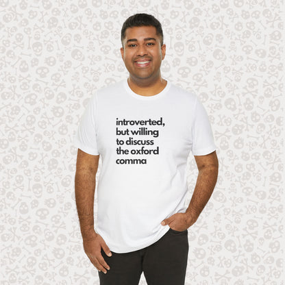 Oxford Comma Introvert Humor Tee - Gift for Book Lovers, Typography Tee