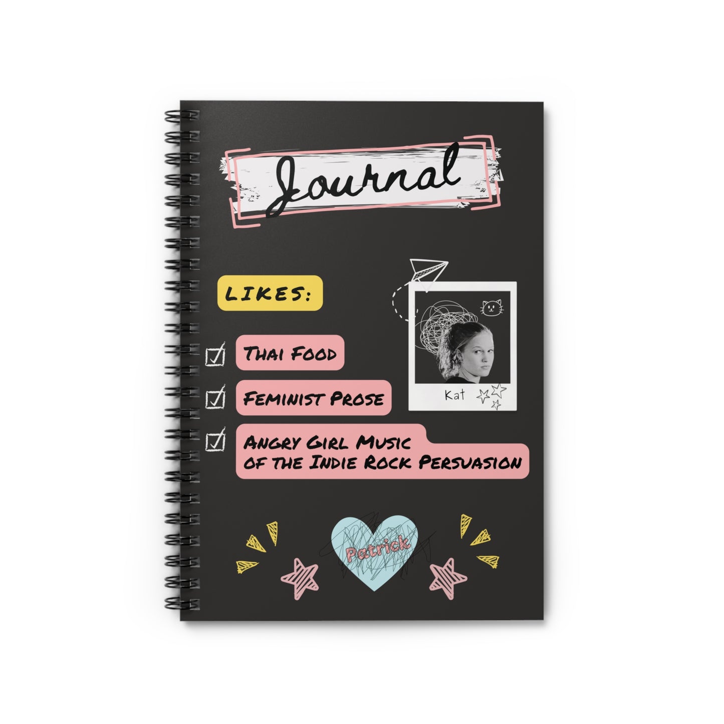 Spiral Notebook - 10 Things I Hate About You, Kat Stratford Journal, 90s, Thai Food, Feminist Prose, Angry Girl Music, Ruled Line, Notebook