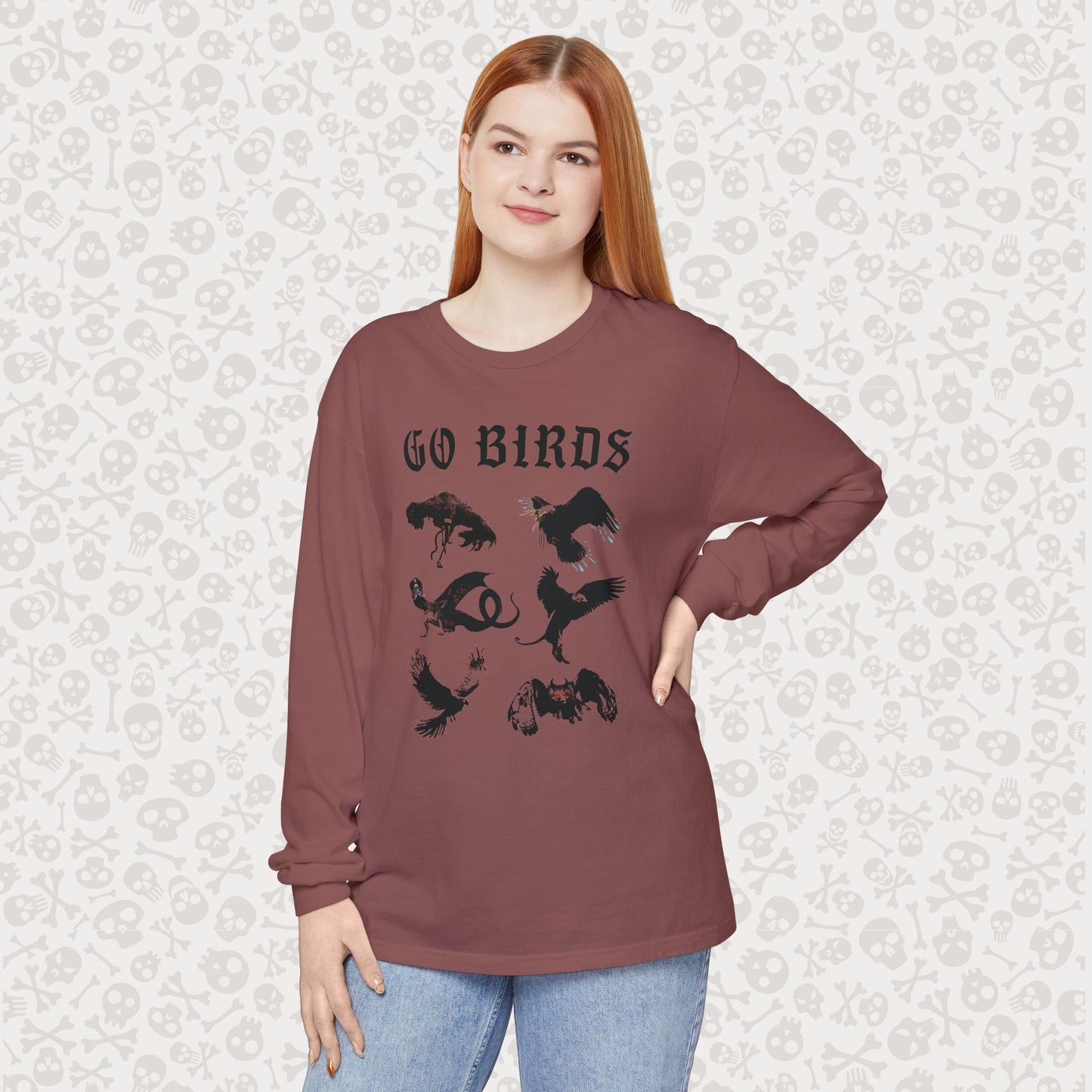 Go Birds Cryptids Long Sleeve Shirt, Bird Cryptid Shirt, Snallygaster, Griffin, Phoenix, Devil Bird, Terror Bird, Philadelphia Shirt