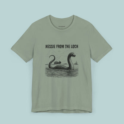 Nessie from the Loch Tee, Nessie Loch Ness Monster T-Shirt, Cryptid Tee, Unisex Jersey Short Sleeve Shirt, Loch Ness