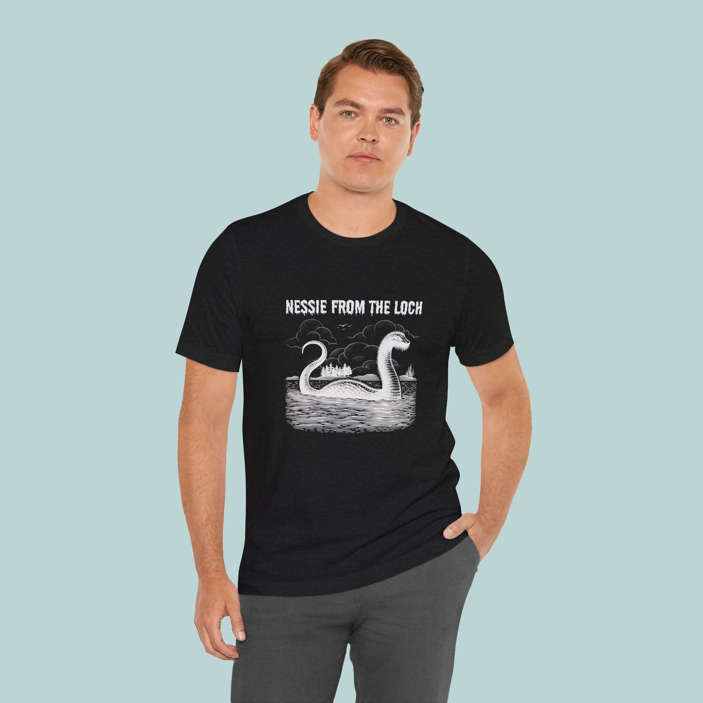 Nessie from the Loch Tee, Nessie Loch Ness Monster T-Shirt, Cryptid Tee, Unisex Jersey Short Sleeve Shirt, Loch Ness