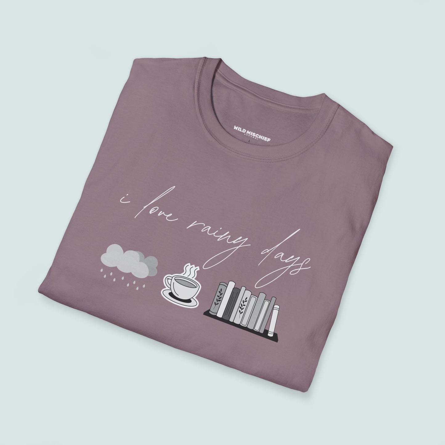 I Love Rainy Days Unisex Softstyle T-Shirt - Cozy and Chic Graphic Tee for Book Lovers