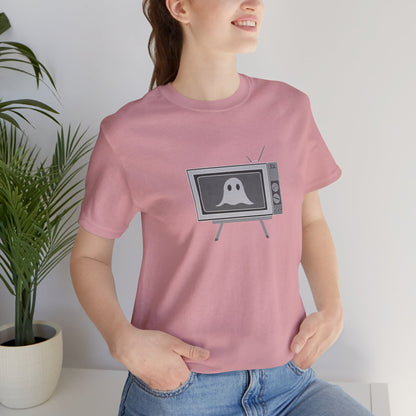 Ghost in the TV T-Shirt | Spooky retro vintage television graphic tee | Halloween