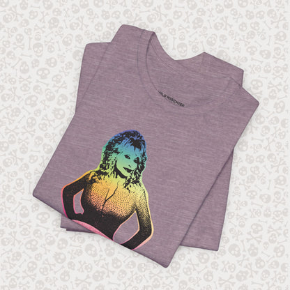 Rainbow Dolly Parton Tee, Dolly Pride Shirt, Unisex Graphic T-Shirt, Music Fan Gift, Concert Apparel, Gay Country Western Clothing