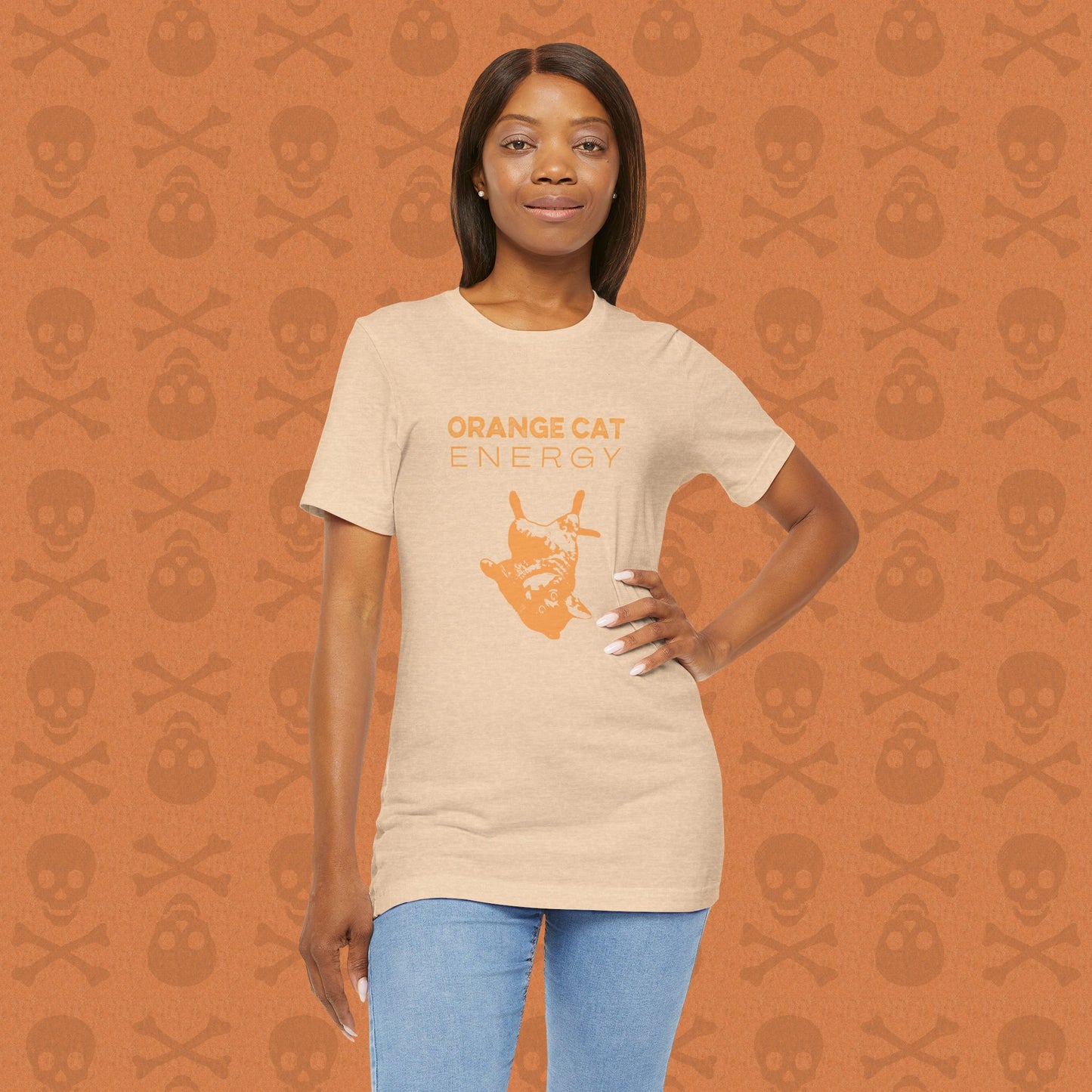 Orange Cat Energy T-Shirt | Funny Cat Shirt | Cute Cat Lover Gift | Lazy Cat Graphic Tee | Orange Cat Mom Shirt | Pet Humor Tee