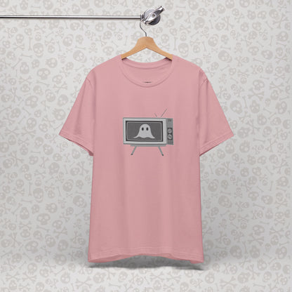 Ghost in the TV T-Shirt | Spooky retro vintage television graphic tee | Halloween