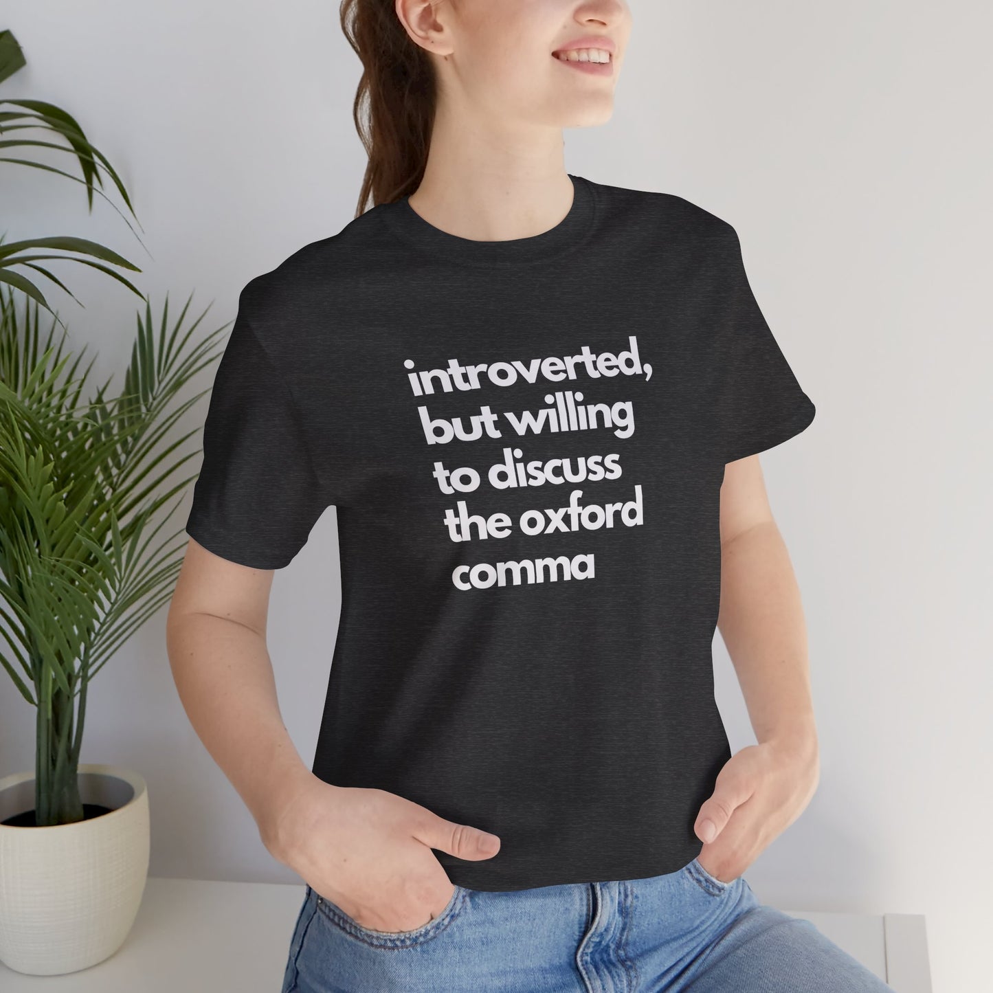 Oxford Comma Introvert Humor Tee - Gift for Book Lovers, Typography Tee