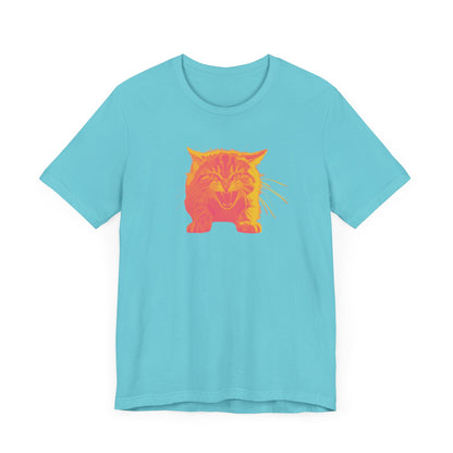 Angry Cat T-Shirt, Vibrant Color Combinations - Unisex Tee, Funny Graphic Shirt, Cat Lover Gift, Cool Tee