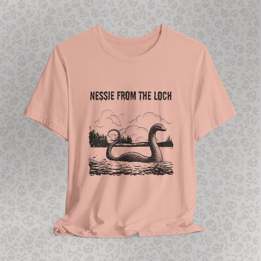 Nessie from the Loch Tee, Nessie Loch Ness Monster T-Shirt, Cryptid Tee, Unisex Jersey Short Sleeve Shirt, Loch Ness