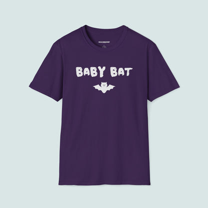 Baby Bat Unisex Softstyle T-Shirt, Young Goth Tee, Cute Bat Graphic Tee, Halloween Shirt, Gift for Kids, Cozy Everyday Wear