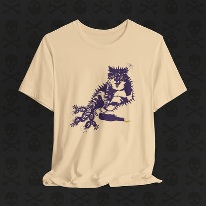 Cactus Cat Cryptid T-Shirt, Desert Mythical Creature Tee, Unisex Graphic Shirt, Succulent Kitty Apparel, Southwest Animal Top, Drunk Cat